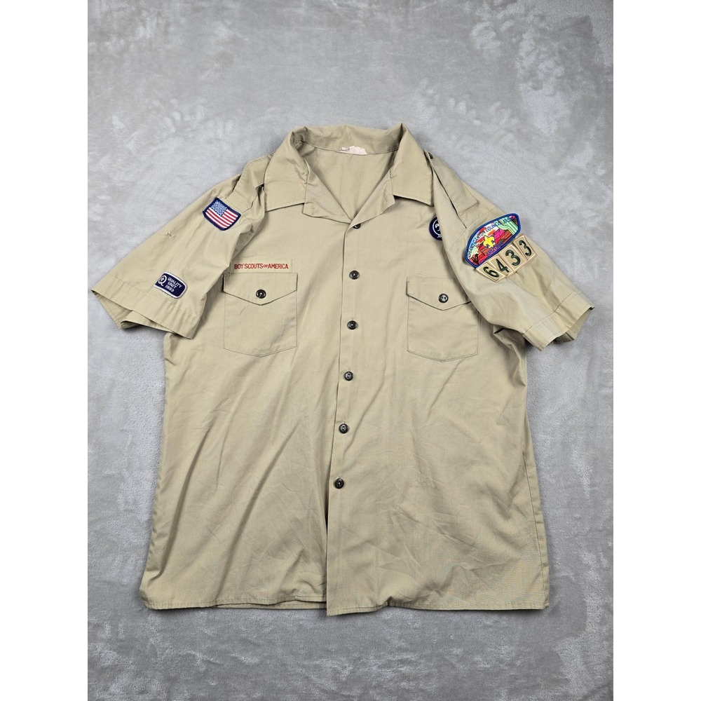 Boy Scouts of America Shirt Mens XL Tan Patches Grand Canyon Council USA Made